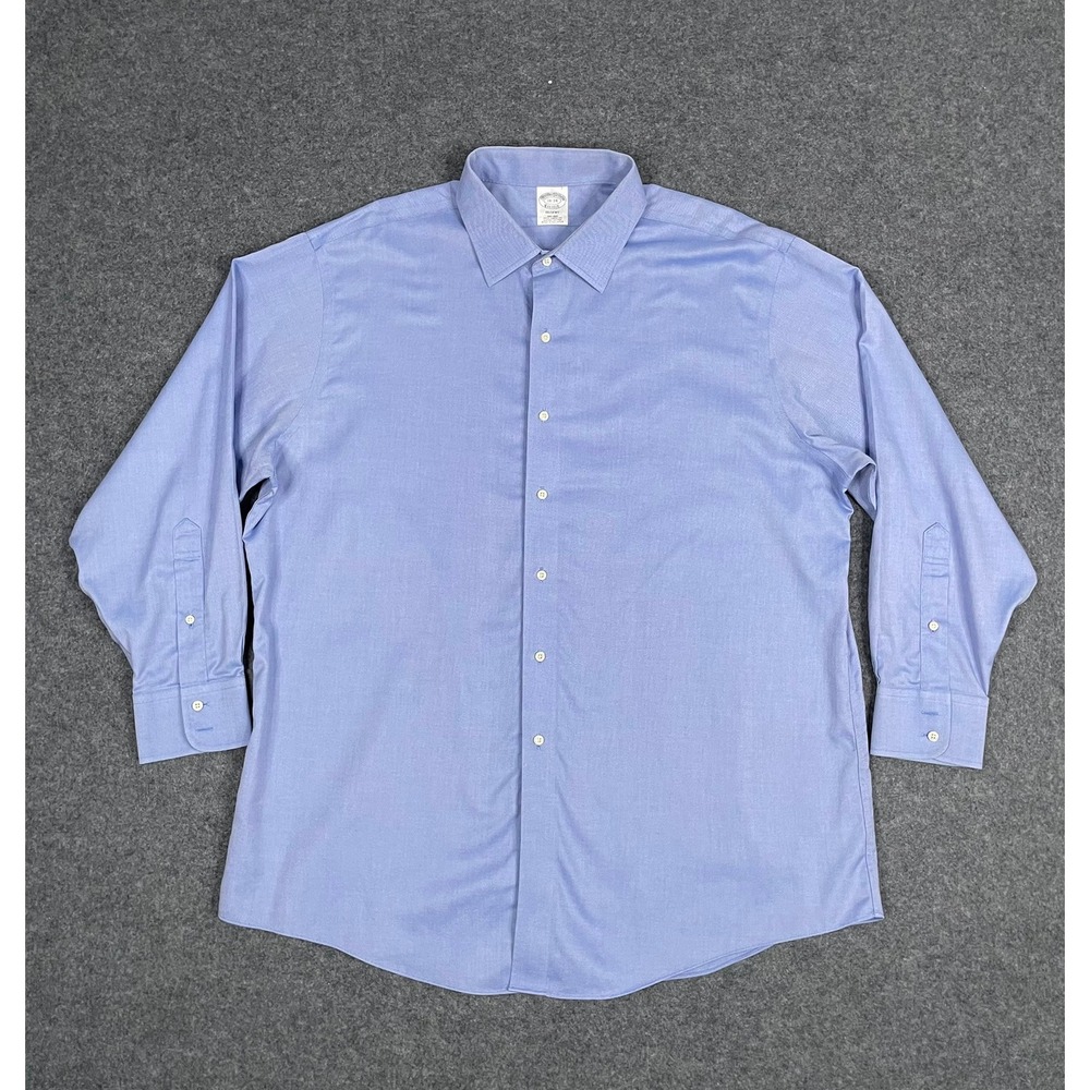 Brooks Brothers Regent Dress Shirt Mens XL 18 34 Blue Non Iron Supima Cotton